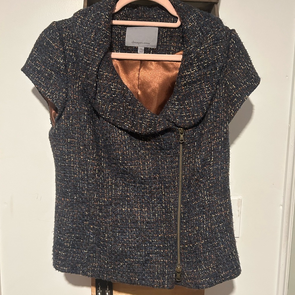 Classiques Entier Navy and Gold Tweed Jacket